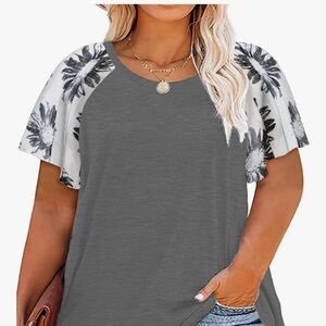 Elegant Gray Floral Women's Blouse